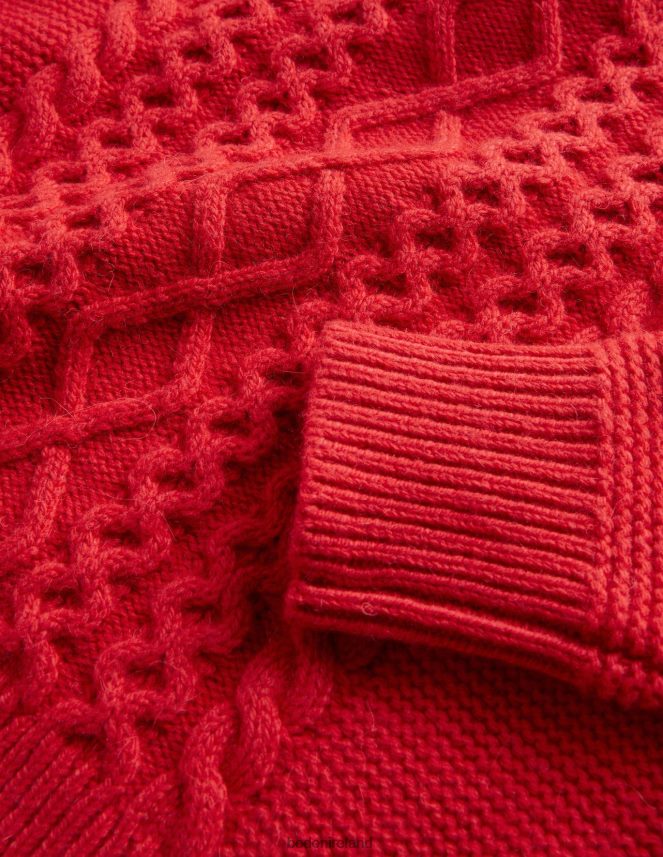 Rockabilly Red Clothing Cropped Cable Jumper Boden Girls L466L62922