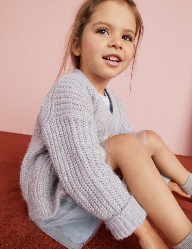 Sliver Marl Clothing Fluffy Cardigan Boden Girls L466L63044