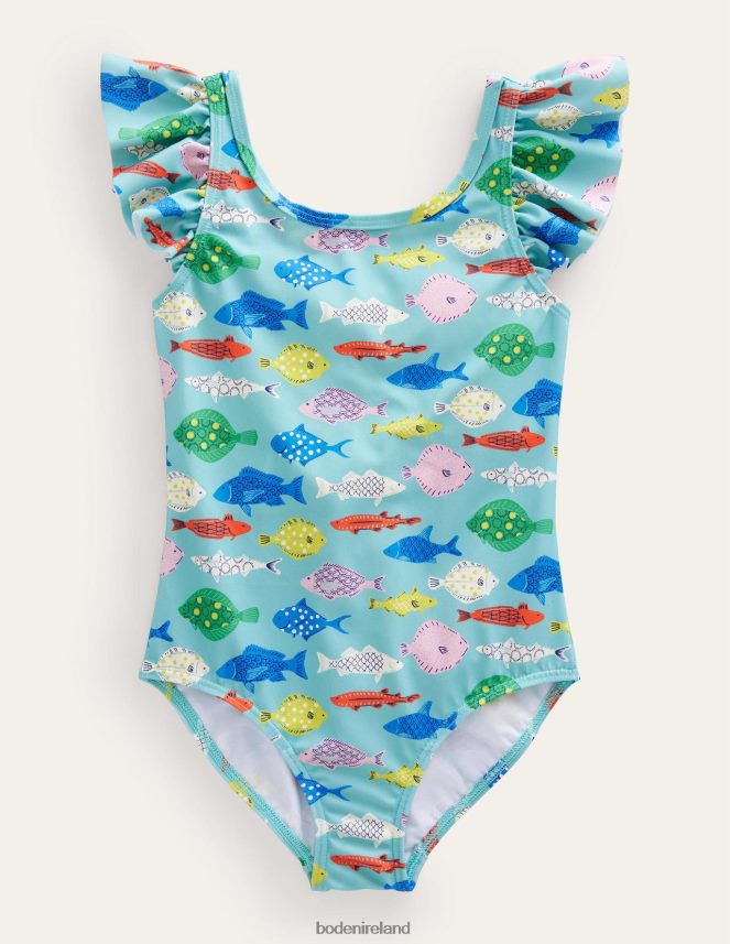 Aqua Sea Multi Fish Clothing Flutter Sleeve Swimsuit Boden Girls L466L62893