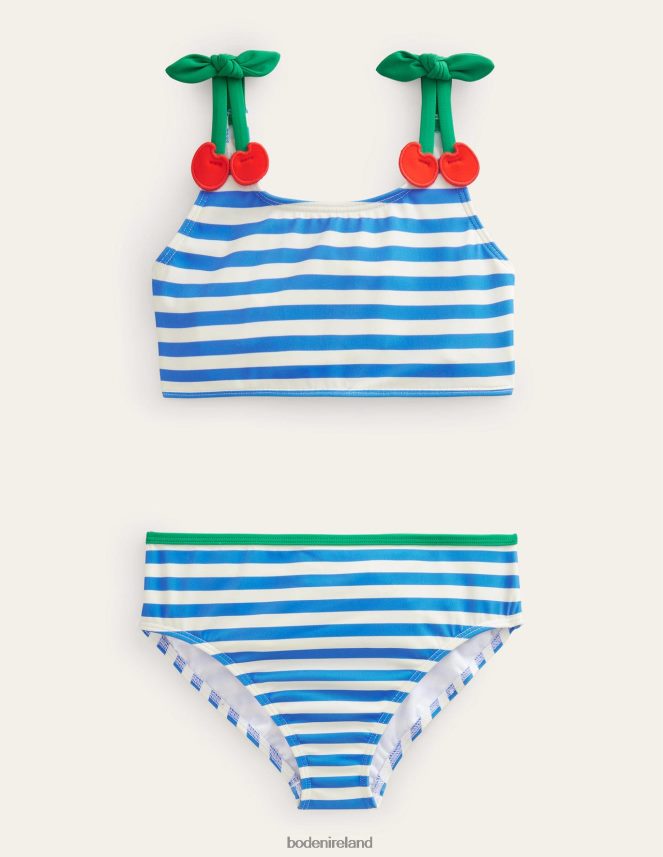 Cabana Blue and Ivory stripe Clothing Cherry Strap Bikini Boden Girls L466L62948