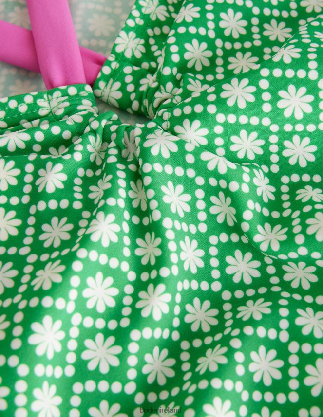 Ivory School Green Daisy Dot Clothing Loop Back Swimsuit Boden Girls L466L62998