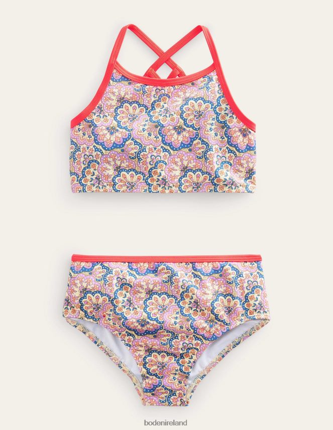 Lupin and Peach Paisley Clothing High Neck Bikini Boden Girls L466L62659