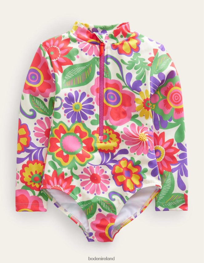 Multi Rainbow Clouds Clothing Long-sleeved Swimsuit Boden Girls L466L62783