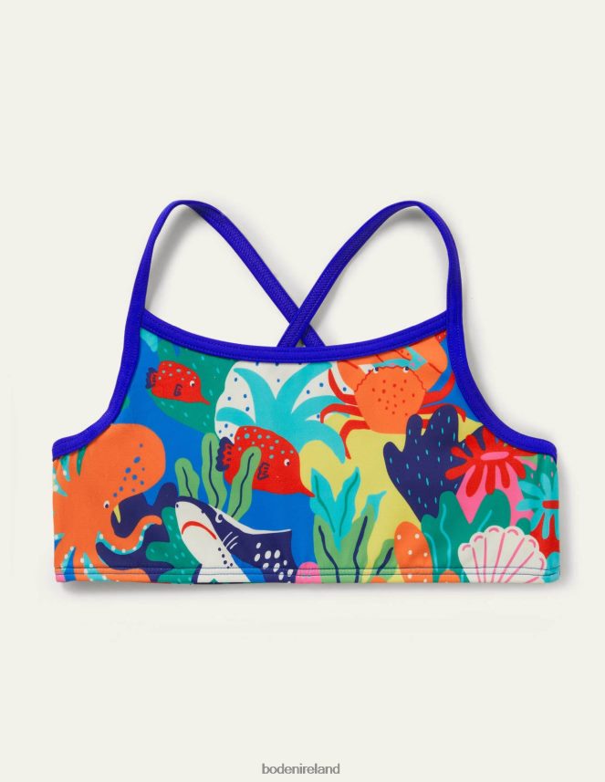 Multi Rainbow Reef Clothing Patterned Bikini Top Boden Girls L466L63110