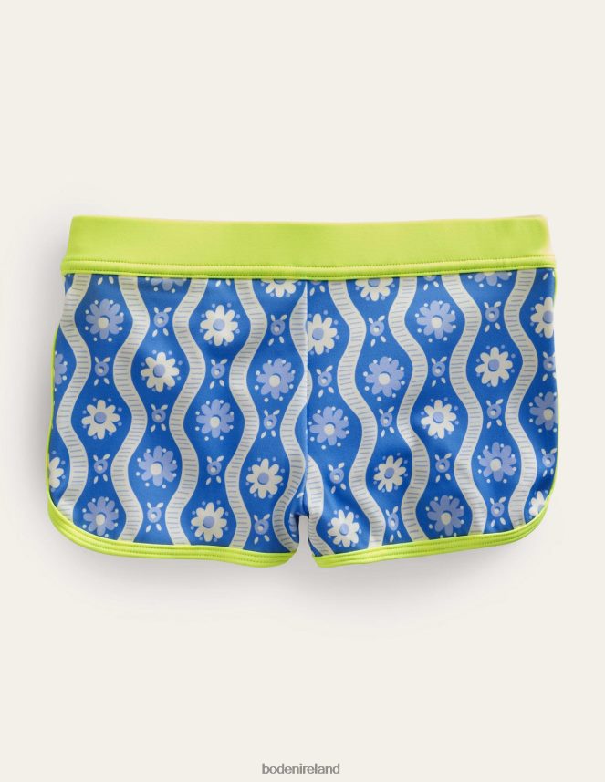 Penzance Blue Daisy Wave Clothing Patterned Swim Shorts Boden Girls L466L62993