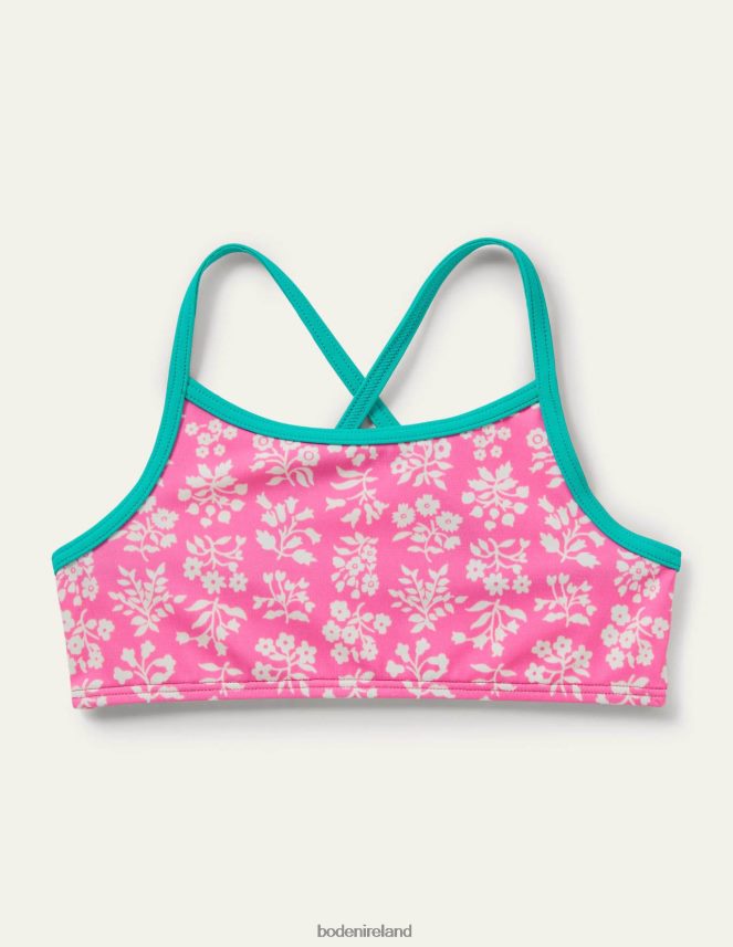 Strawberry Pink Woodblock Clothing Patterned Bikini Top Boden Girls L466L63126