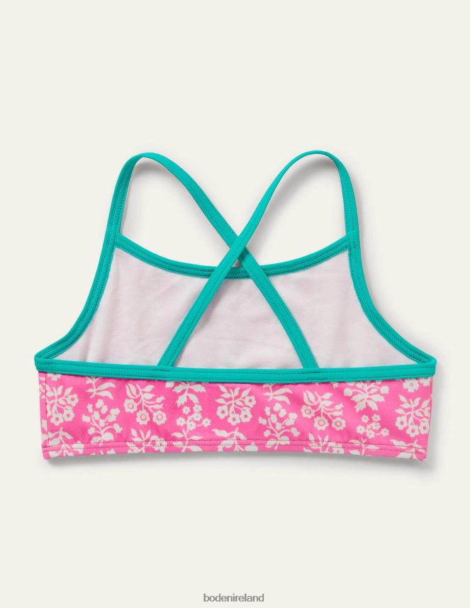 Strawberry Pink Woodblock Clothing Patterned Bikini Top Boden Girls L466L63126