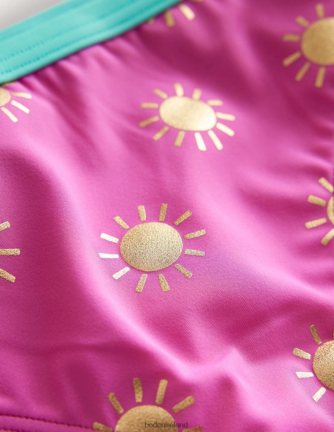 Tickled Pink Gold Foil Suns Clothing Patterned Bikini Bottoms Boden Girls L466L62897
