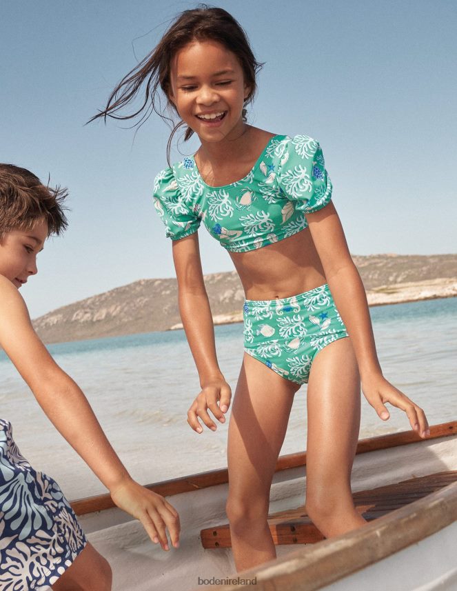Tropical Spring Lagoon Clothing Puff Sleeve Bikini Boden Girls L466L62902