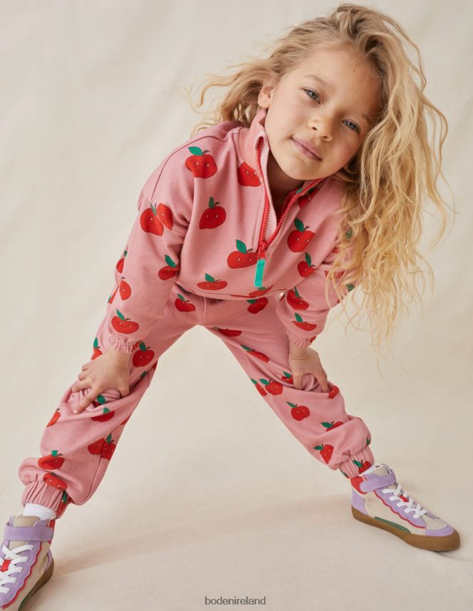 Almond Pink Apples Clothing Printed Half Zip Sweat Boden Girls L466L6758