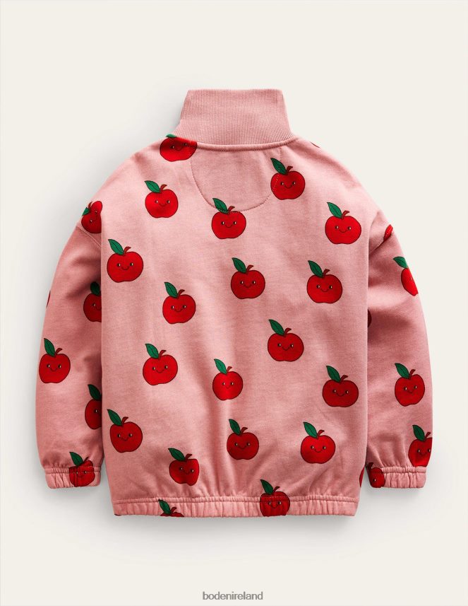Almond Pink Apples Clothing Printed Half Zip Sweat Boden Girls L466L6758