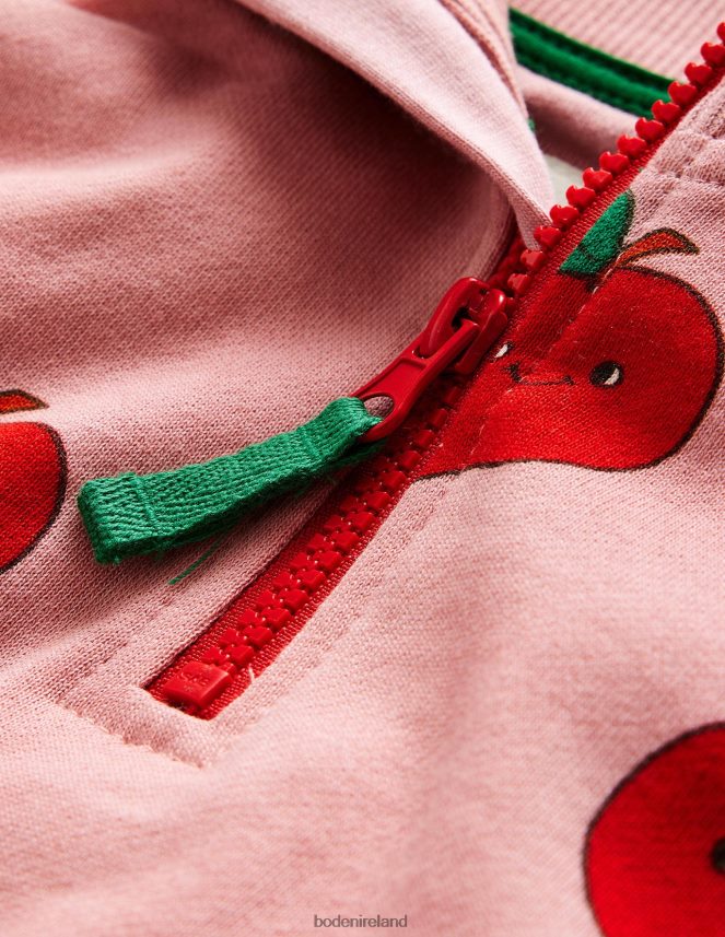 Almond Pink Apples Clothing Printed Half Zip Sweat Boden Girls L466L6758