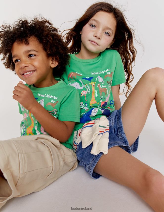 Aloe Green Animal Alphabet Clothing Animal Education T-shirt Boden Girls L466L63128