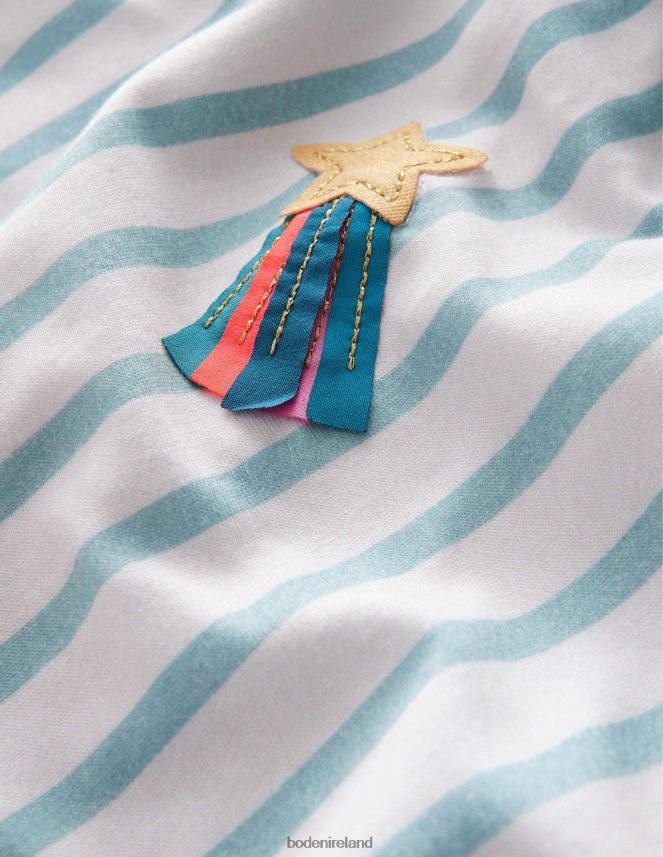 Aqua Sea Blue/Ivory Stars Clothing Flutter T-Shirt Boden Girls L466L62864