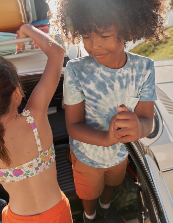 Blue Tie Dye Clothing Printed Washed Slub T-shirt Boden Girls L466L63213