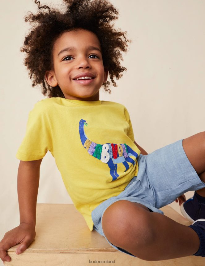 Buttercup Yellow Dinosaur Clothing Relaxed Logo T-shirt Boden Girls L466L62953