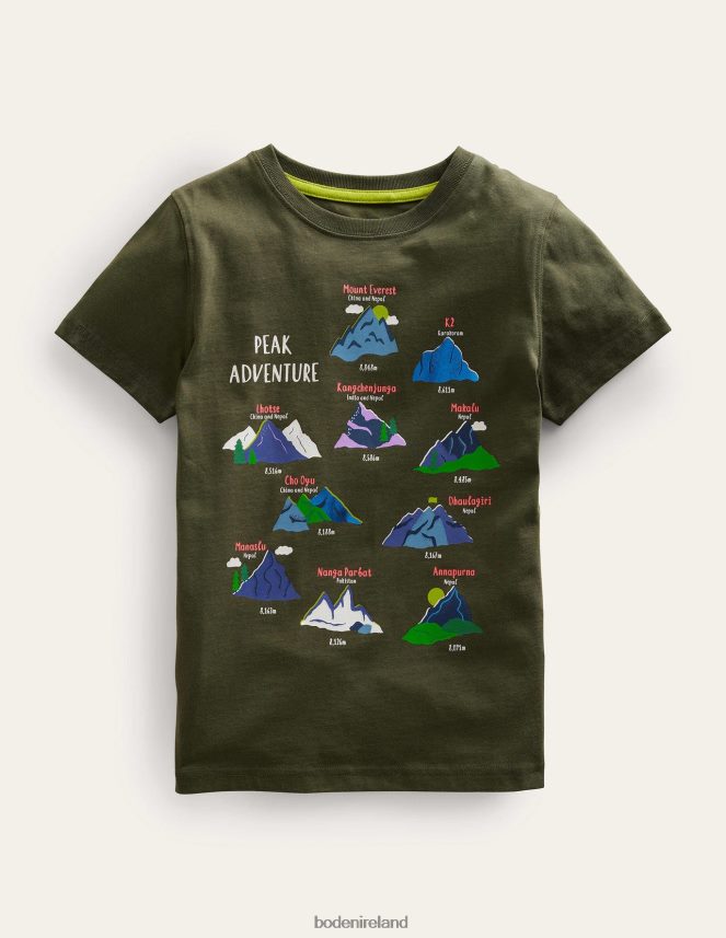 Classic Khaki Volcanos Clothing Graphic Education T-shirt Boden Girls L466L63197
