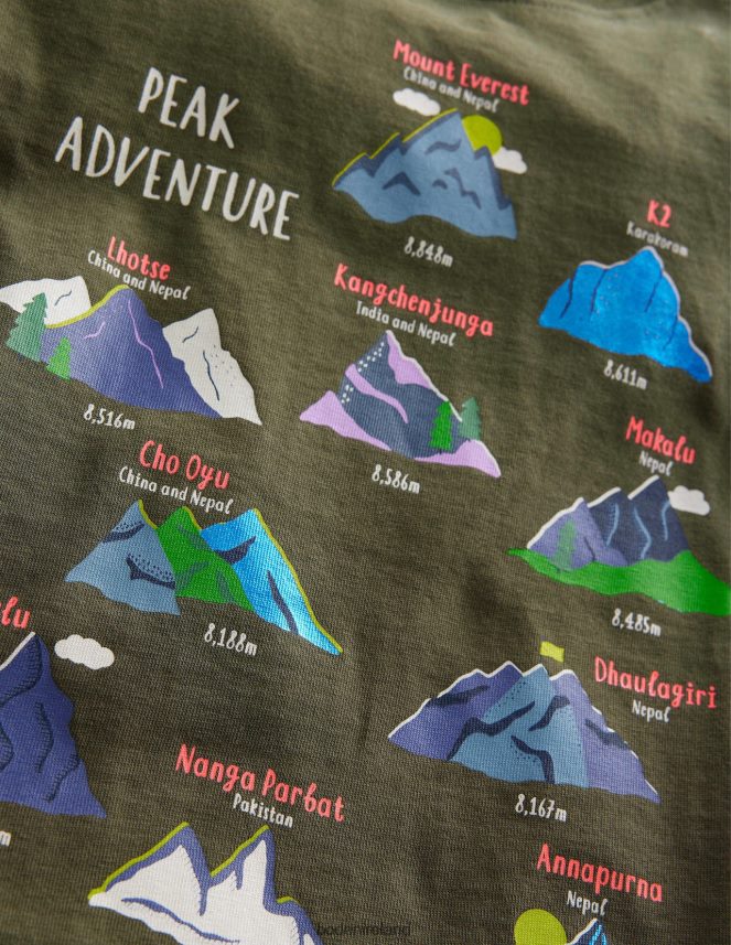 Classic Khaki Volcanos Clothing Graphic Education T-shirt Boden Girls L466L63197