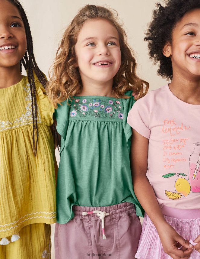 Csarite Green Clothing Embroidered Jersey Top Boden Girls L466L63019
