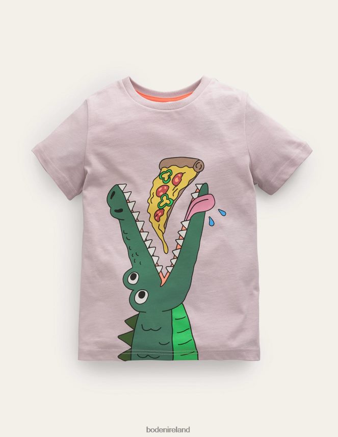 French Pink Crocodile Clothing Funny Animal Logo T-shirt Boden Girls L466L63157