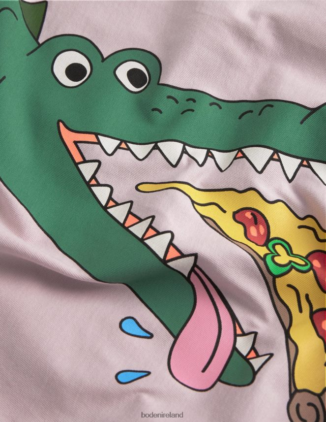 French Pink Crocodile Clothing Funny Animal Logo T-shirt Boden Girls L466L63157