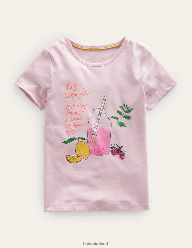 French Pink Lemonade Clothing Painterly Printed T-Shirt Boden Girls L466L62951
