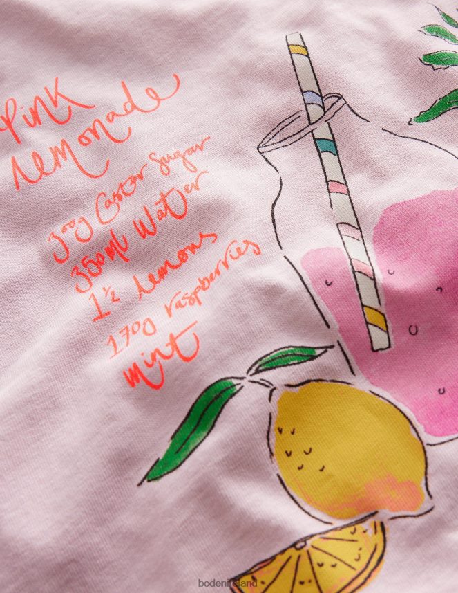 French Pink Lemonade Clothing Painterly Printed T-Shirt Boden Girls L466L62951
