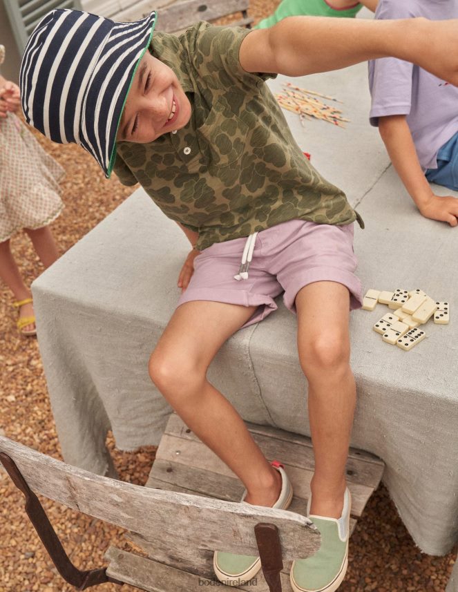 Green Camo Clothing Patterned Slub Jersey Polo Boden Girls L466L63058