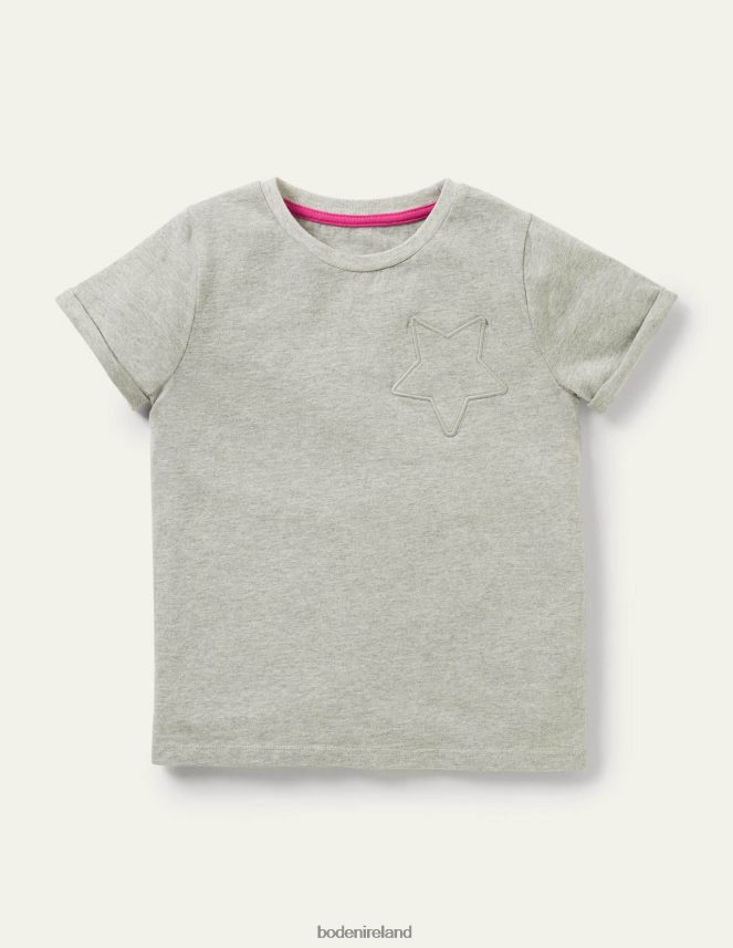 Grey Marl Clothing Star Pocket Slub T-shirt Boden Girls L466L62733