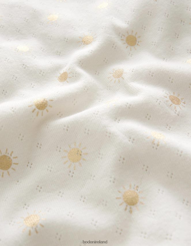 Ivory/Gold Suns Clothing Short-Sleeved Pointelle Top Boden Girls L466L6763