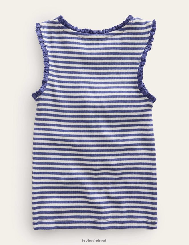 Ivory/Starboard Blue Clothing Jersey Vest Boden Girls L466L63142
