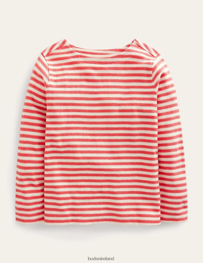 Kumquat Orange/White Clothing Texture Breton Boden Girls L466L63170