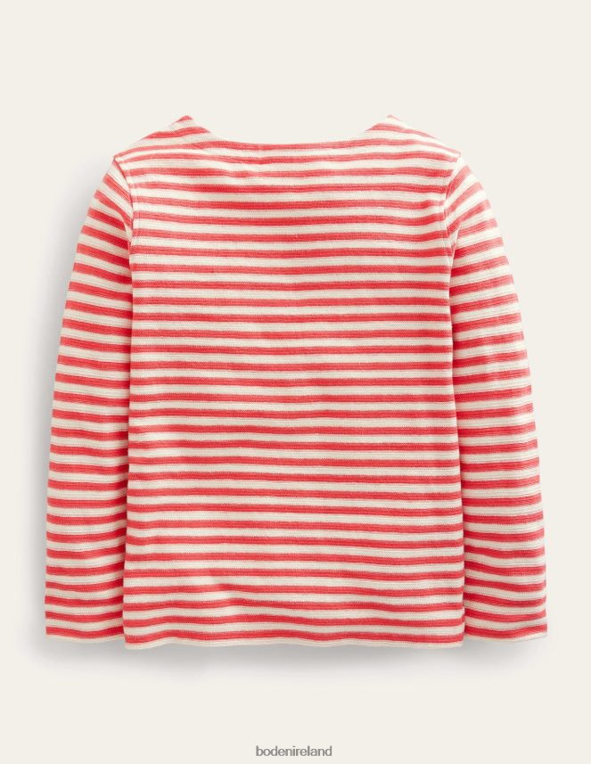 Kumquat Orange/White Clothing Texture Breton Boden Girls L466L63170