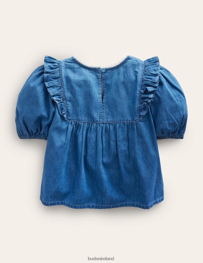 Mid Denim Clothing Embroidered Woven Top Boden Girls L466L62983