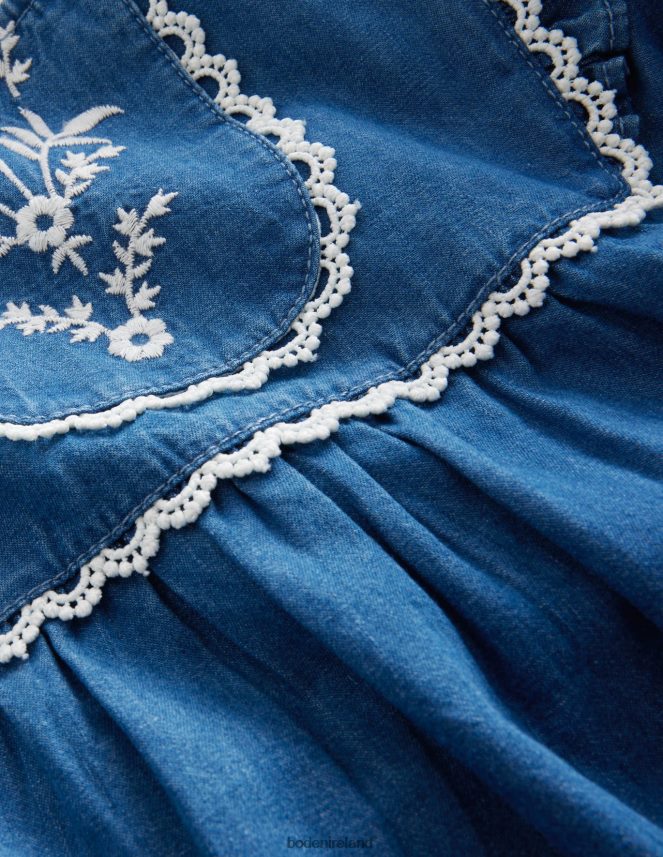 Mid Denim Clothing Embroidered Woven Top Boden Girls L466L62983