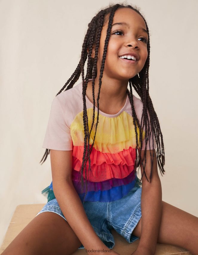 Multi Clothing Ruffle Tulle Top Boden Girls L466L62914