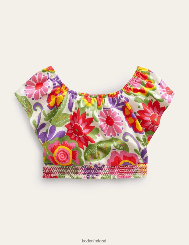 Multi Festival Floral Clothing Square Neck Crop Top Boden Girls L466L63226