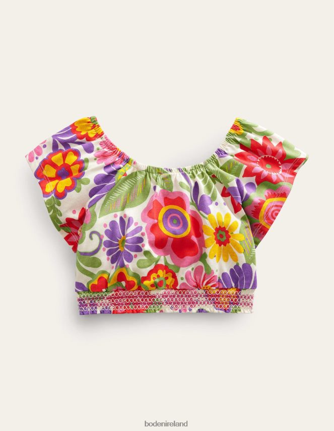 Multi Festival Floral Clothing Square Neck Crop Top Boden Girls L466L63226