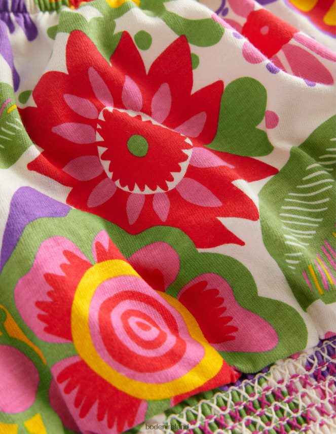 Multi Festival Floral Clothing Square Neck Crop Top Boden Girls L466L63226