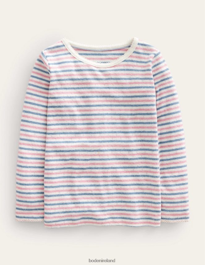 Multi Stripe Clothing Long Sleeve Pointelle Top Boden Girls L466L6773
