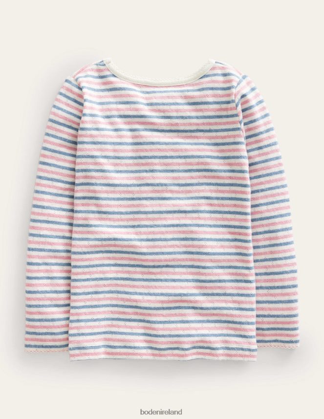Multi Stripe Clothing Long Sleeve Pointelle Top Boden Girls L466L6773