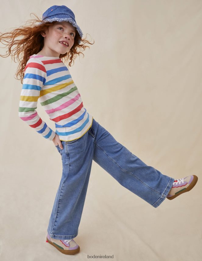 Painterly Rainbow Stripe Clothing Everyday Breton Boden Girls L466L6756