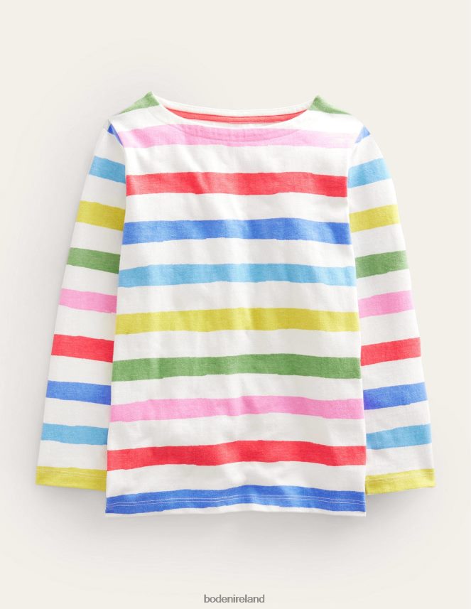 Painterly Rainbow Stripe Clothing Everyday Breton Boden Girls L466L6756