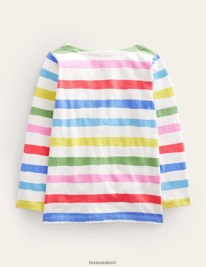 Painterly Rainbow Stripe Clothing Everyday Breton Boden Girls L466L6756
