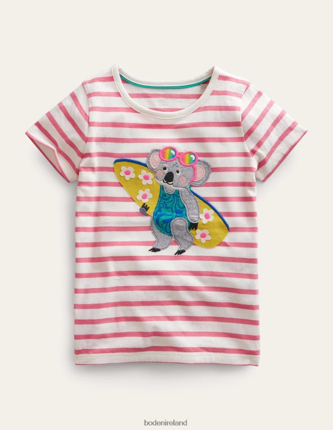Peach Punch Pink/Ivory Clothing Applique T-Shirt Boden Girls L466L63033