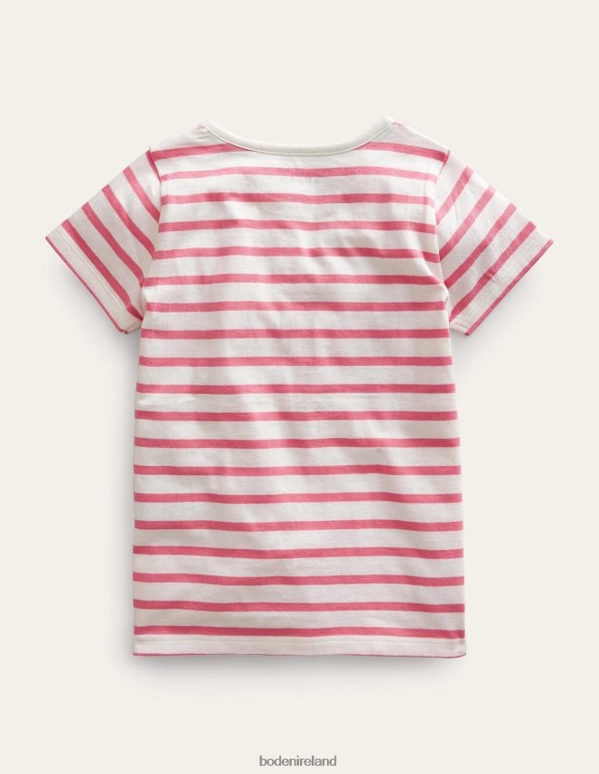 Peach Punch Pink/Ivory Clothing Applique T-Shirt Boden Girls L466L63033