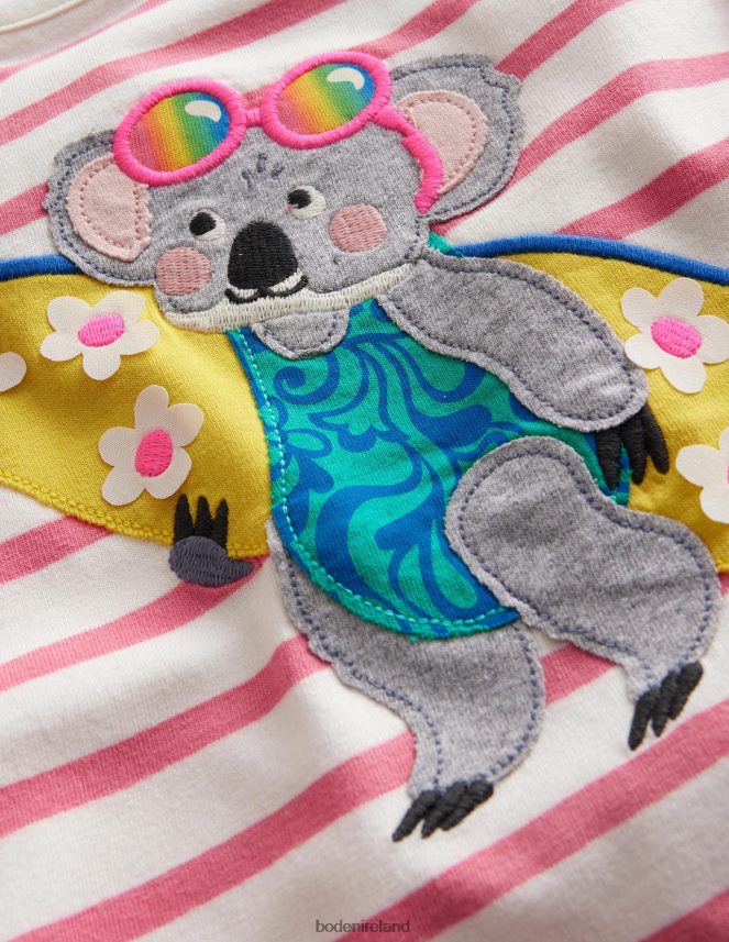 Peach Punch Pink/Ivory Clothing Applique T-Shirt Boden Girls L466L63033