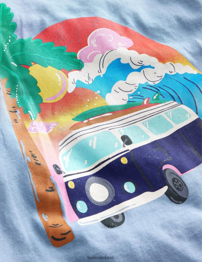 Pebble Blue Clothing Front and Back Logo T-shirt Boden Girls L466L63000