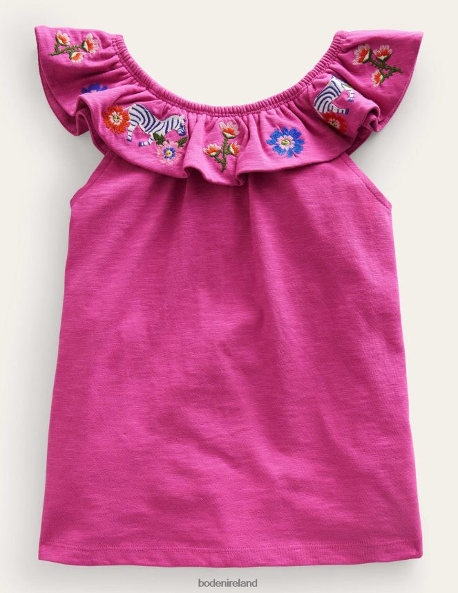 Pink Zebras Clothing Frill Embroidered Top Boden Girls L466L6760