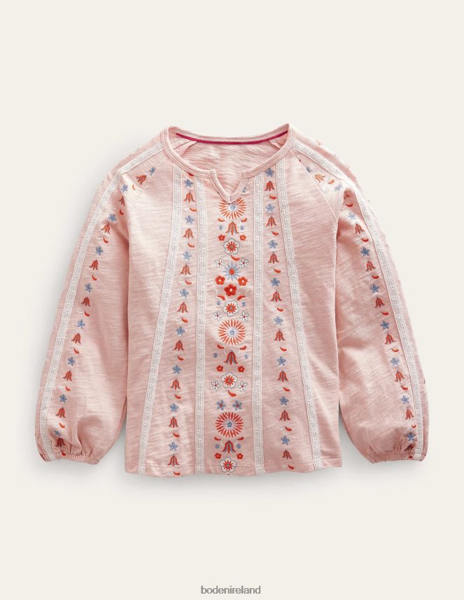 Provence Dusty Pink Clothing Jersey Embroidered top Boden Girls L466L6771